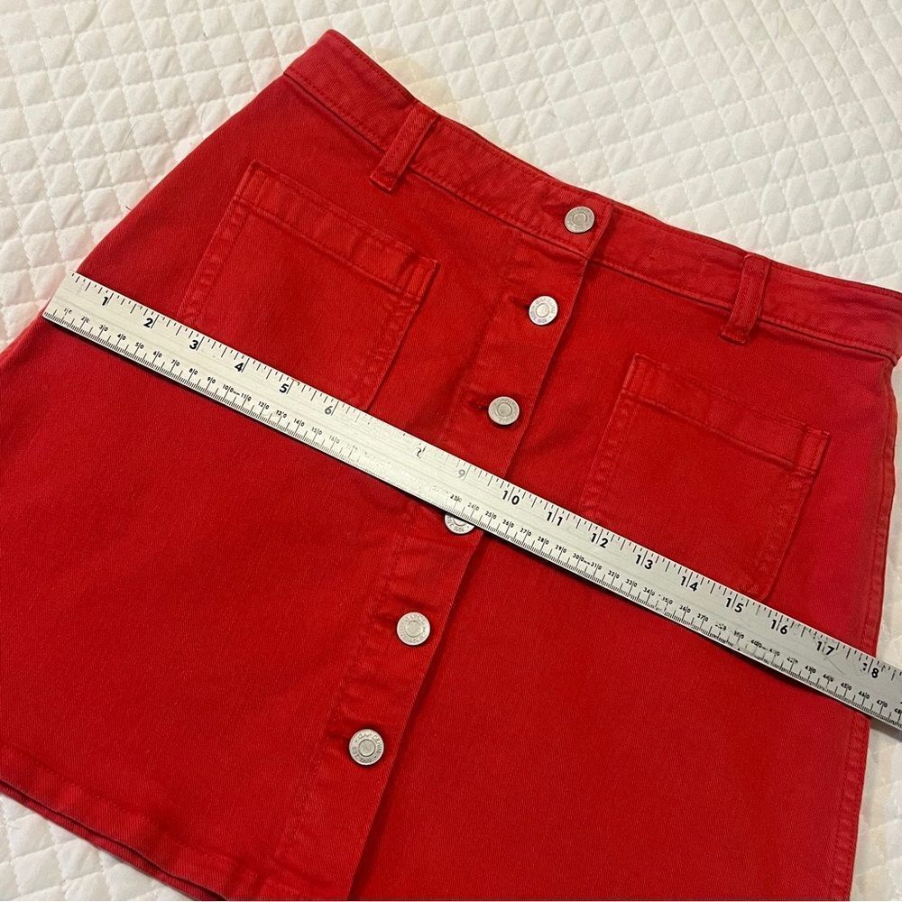 Vintage GAP Denim Red A-Line Skirt with Front Buttons Women's Size 27 - Picture 7 of 8